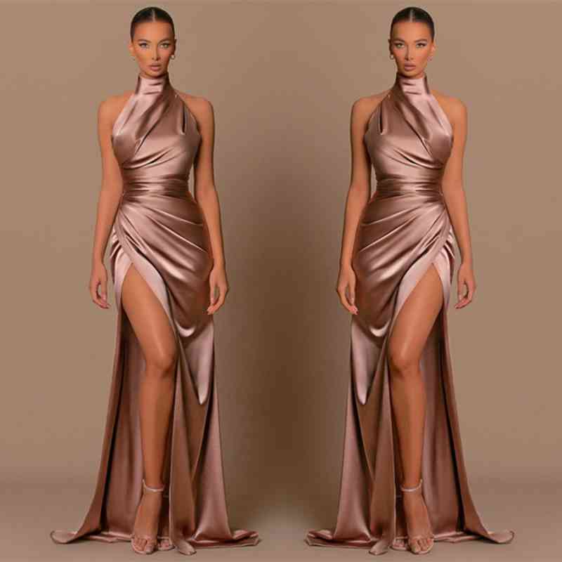 Amazing High Neck Sleeveless Prom Dress Mermaid Long Split - Image 3