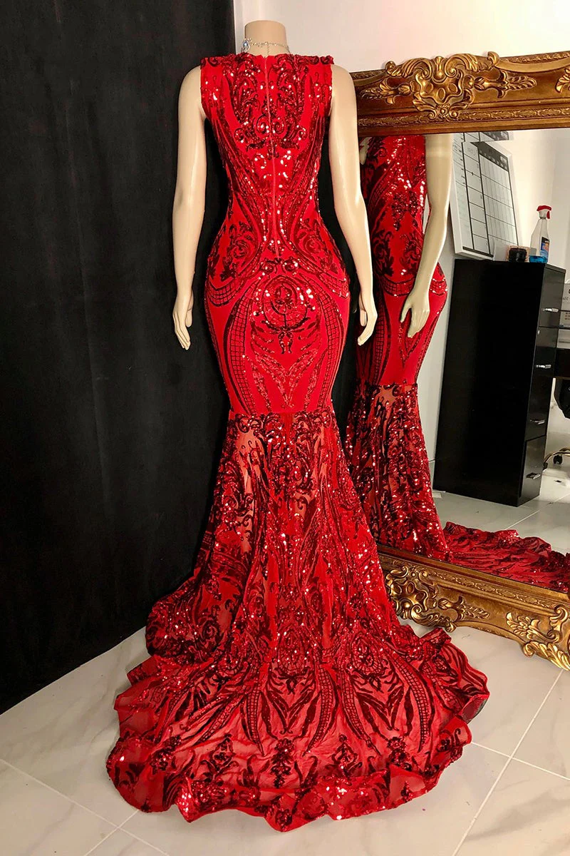 Amazing Sequins Mermaid Prom Dresses Sleeveless V-Neck Online - Image 2