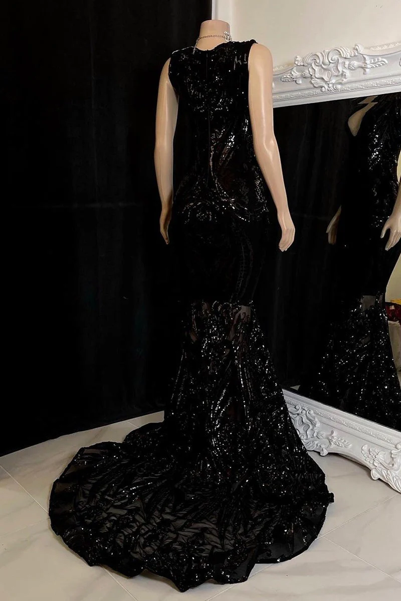 Amazing Sequins Mermaid Prom Dresses Sleeveless V-Neck Online - Image 4