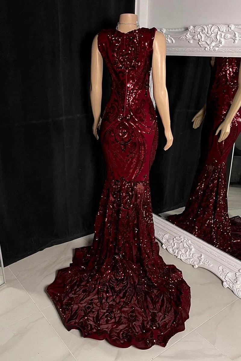 Amazing Sequins Mermaid Prom Dresses Sleeveless V-Neck Online - Image 6