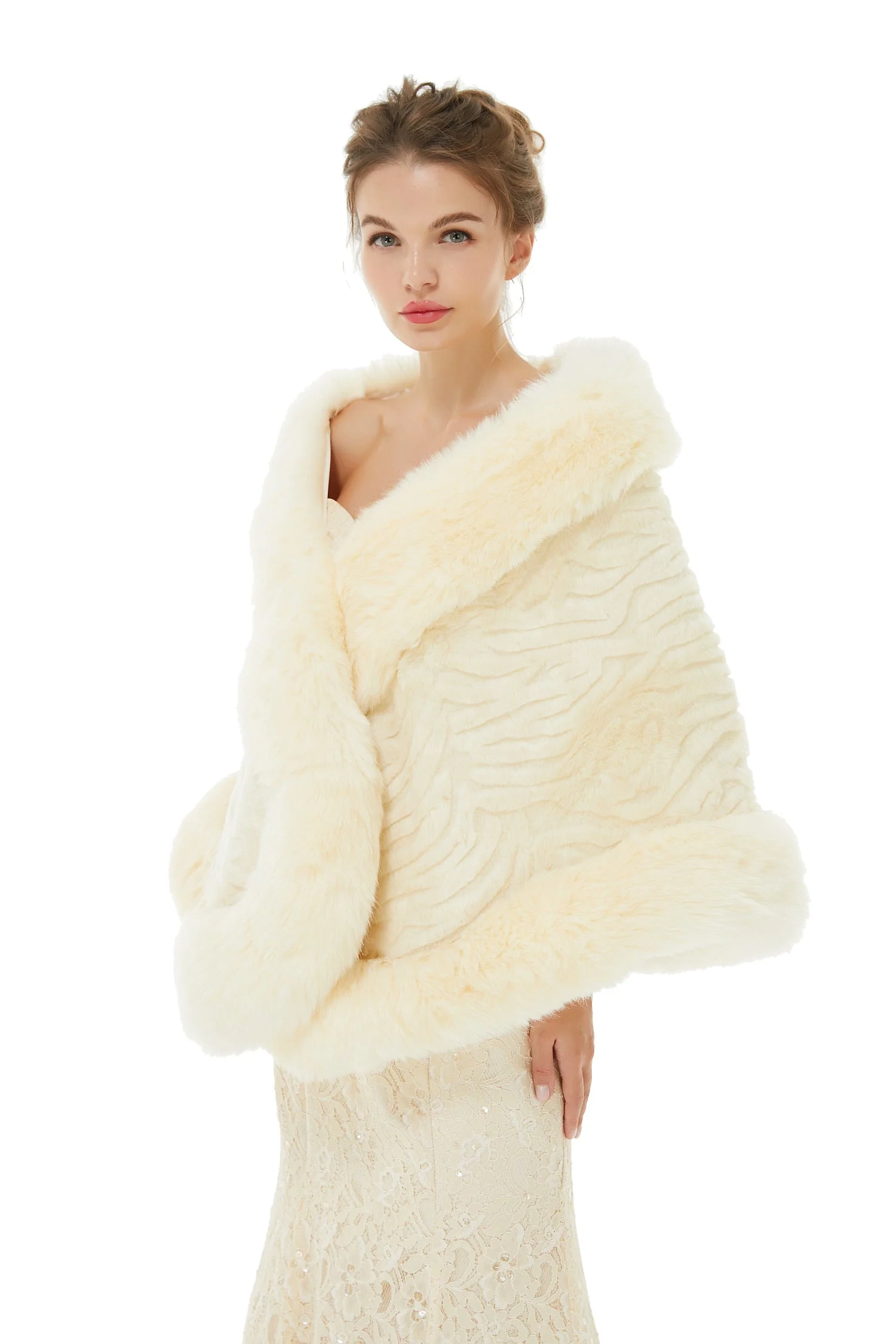 Amber - Winter Faux Fur Wedding Wrap - Image 3