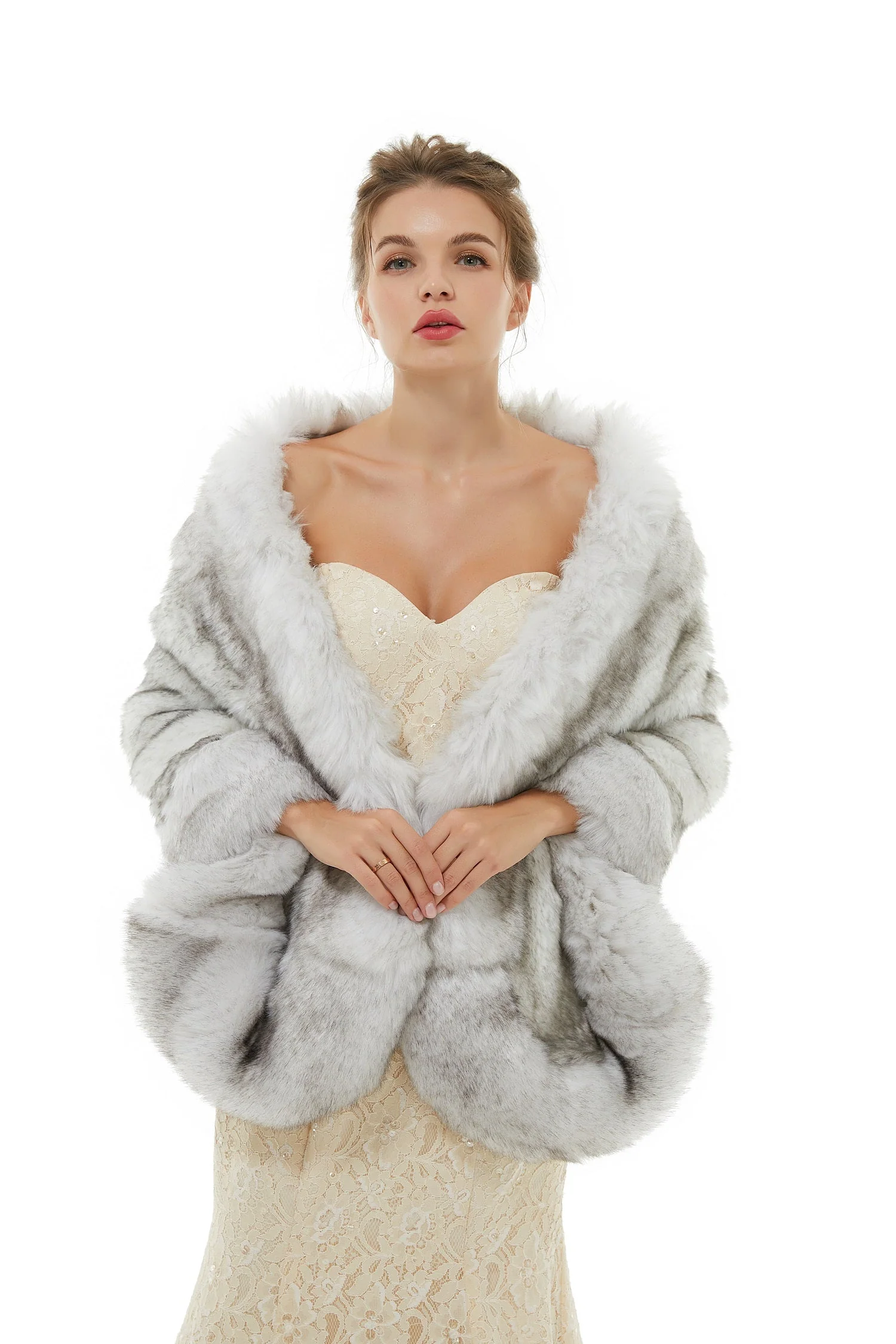 Angelina - Winter Faux Fur Wedding Wrap - Image 4