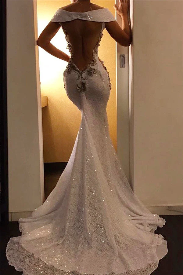 Appliques Mermaid Chic Evening Dresses Off-the-shoulder Formal Dresses - Image 2