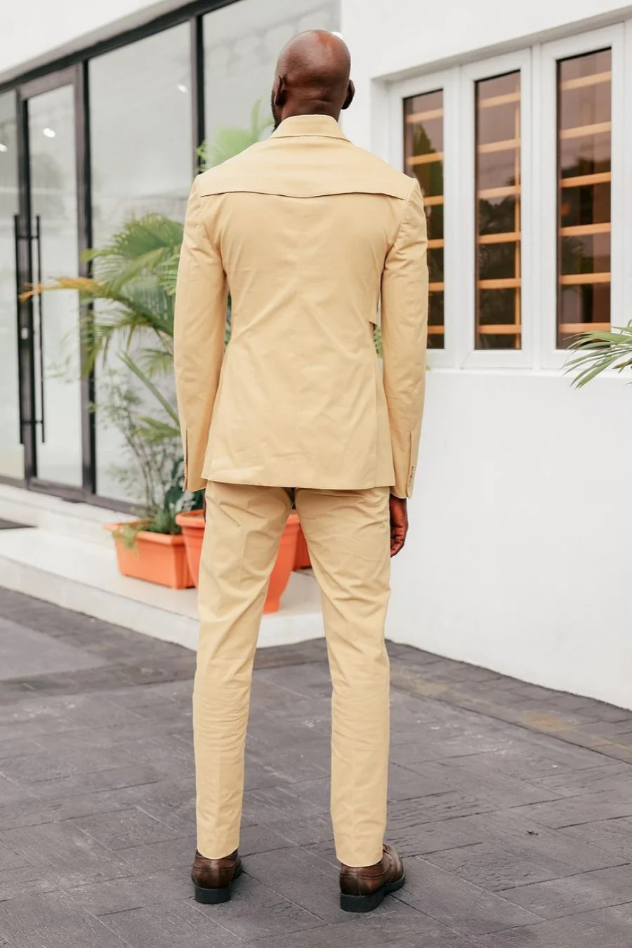 Apricot Turn-Down Collar Prom Suit with Flaps - Image 2
