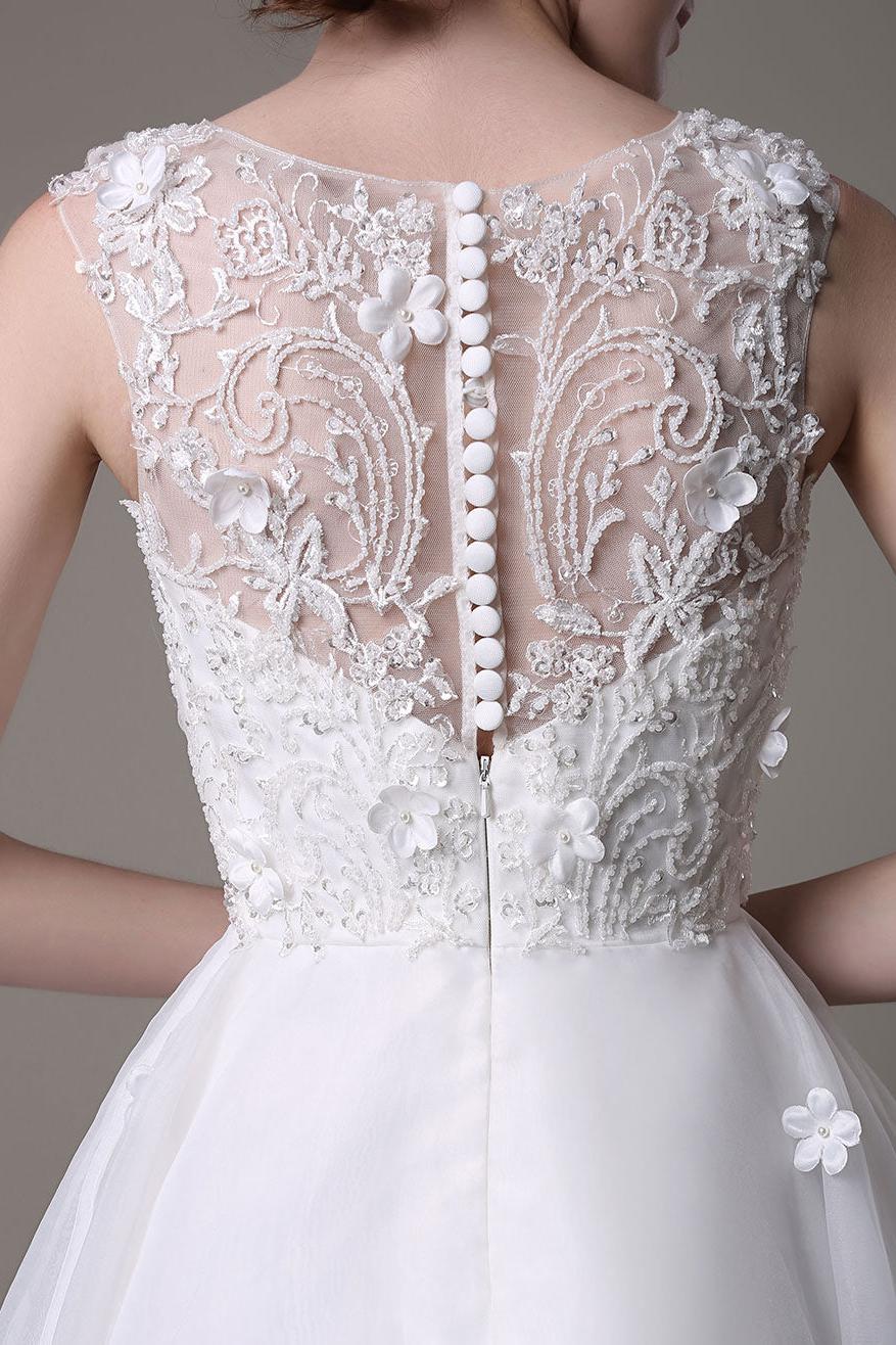 Asymmetrical Organza Wedding Dress High Low A-Line With Lace Beading Flower Exclusive - Image 7