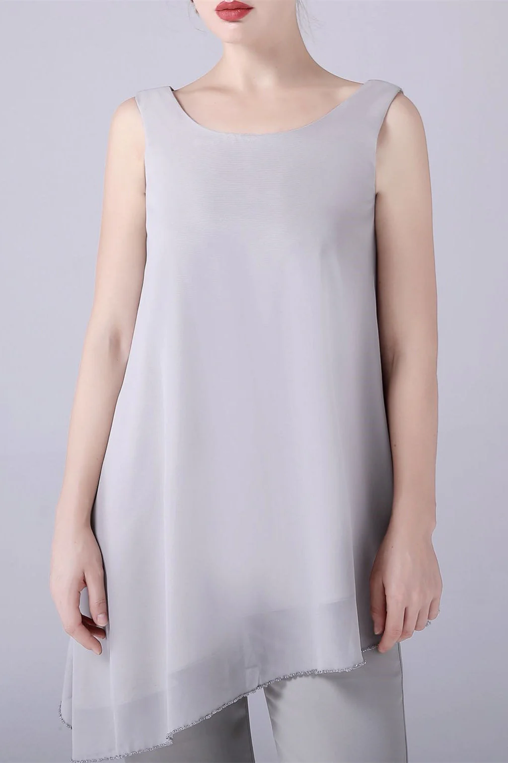 Asymmetrical sleeveless backless strap mother's suit - Image 3