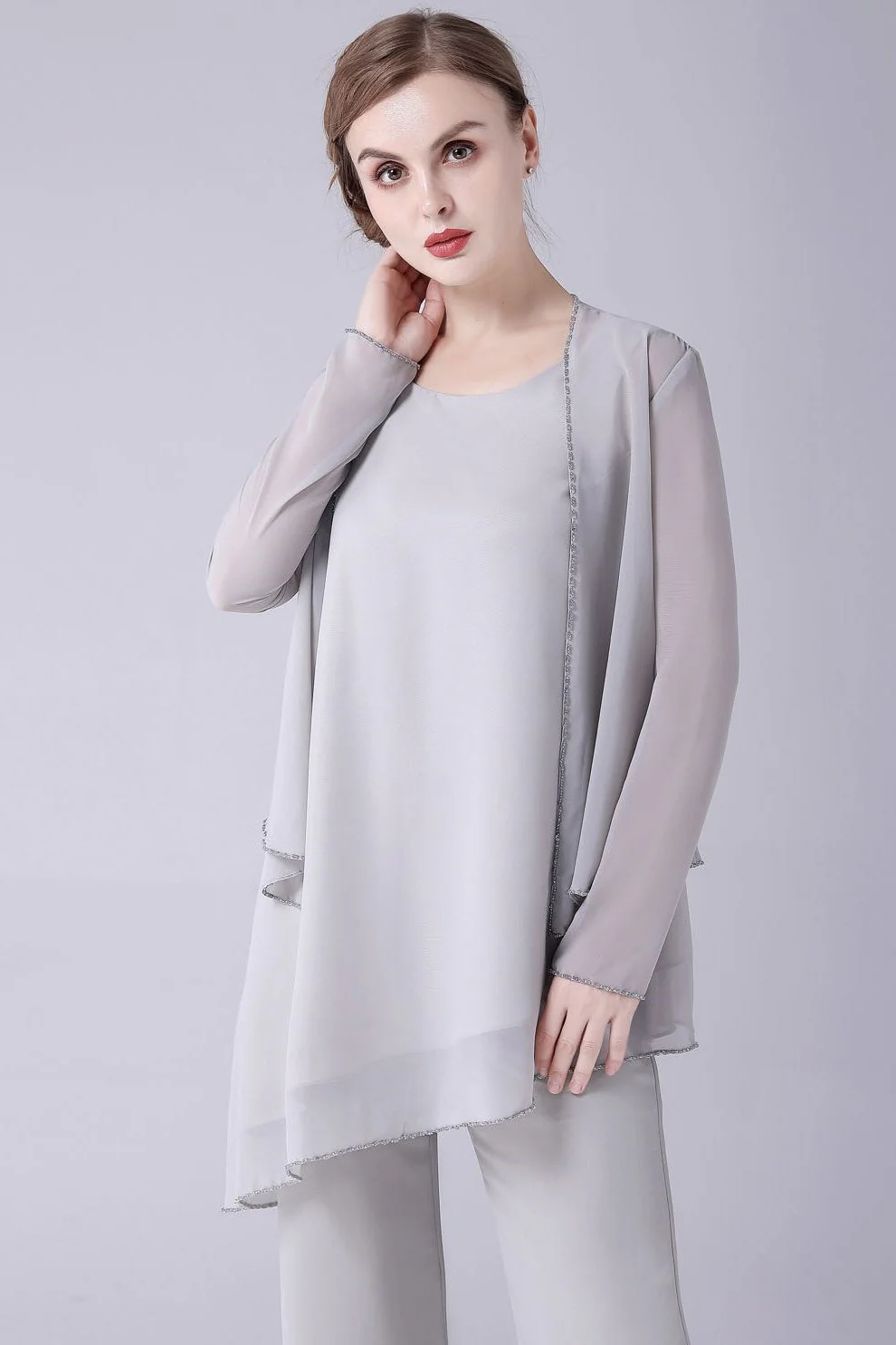 Asymmetrical sleeveless backless strap mother's suit - Image 6