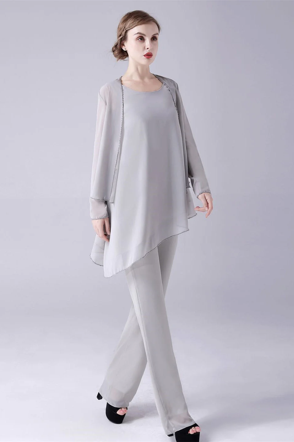 Asymmetrical sleeveless backless strap mother's suit - Image 8