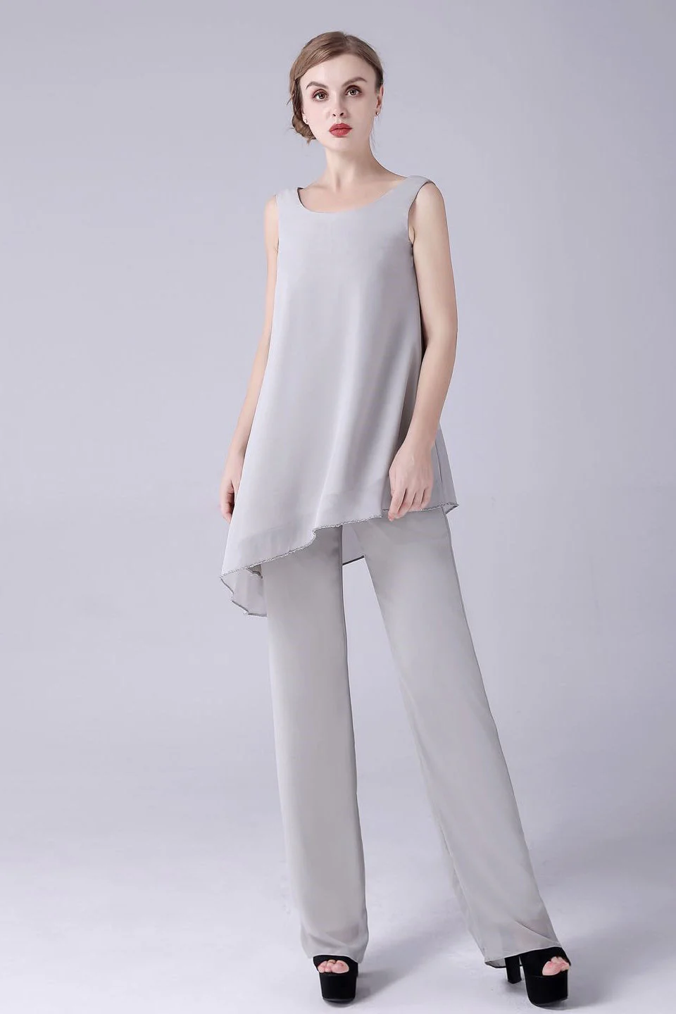 Asymmetrical sleeveless backless strap mother's suit - Image 9