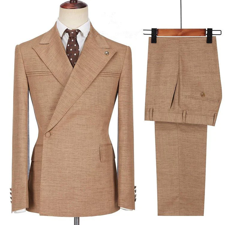 Peaked Lapel Ruffles Slim Fit Formal Men Suits - Image 3