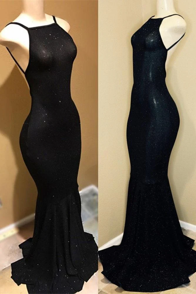 Backless black prom dress, sequins evening gowns - Image 2