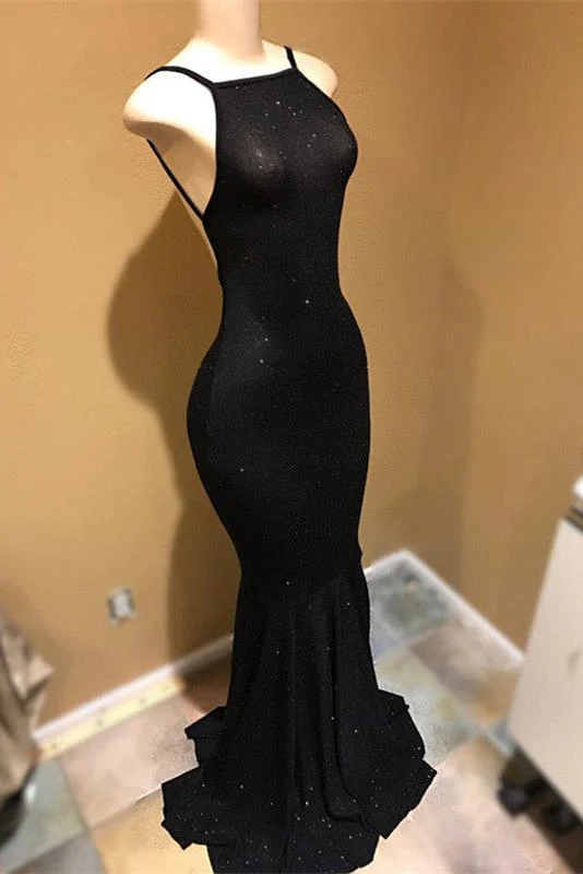 Backless black prom dress, sequins evening gowns - Image 4