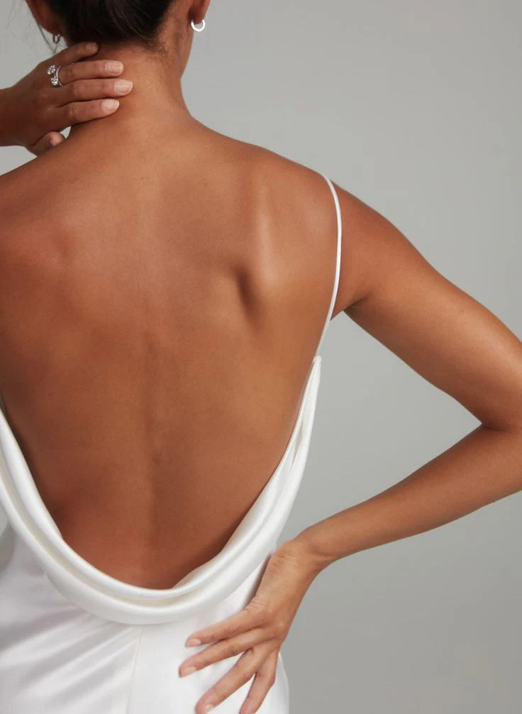 Backless Sheath Fitted Wedding Dresses Silk Like Satin - Image 4