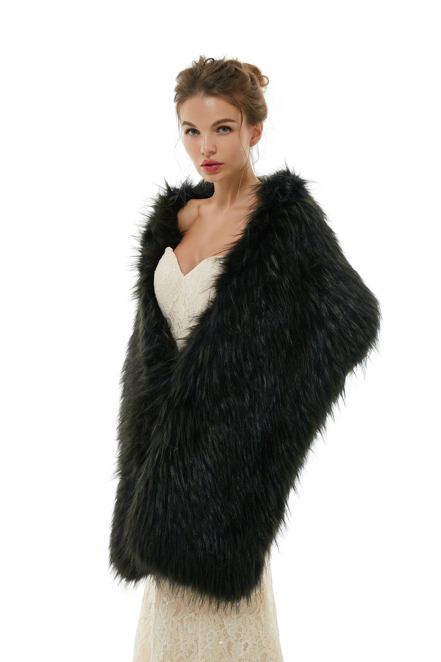 Badra - Winter Faux Fur Wedding Wrap - Image 2