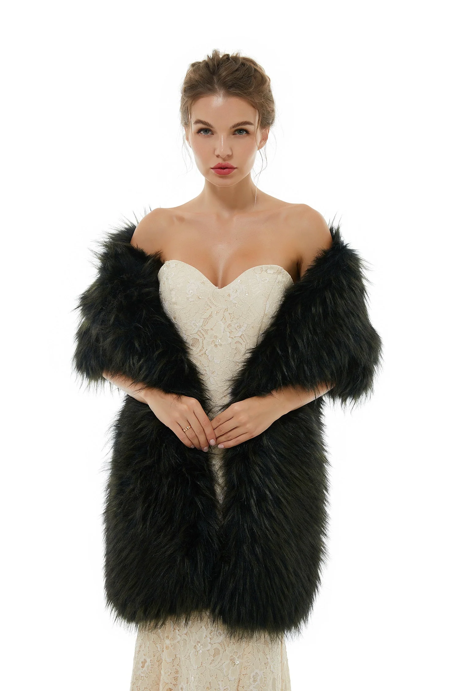 Badra - Winter Faux Fur Wedding Wrap - Image 4