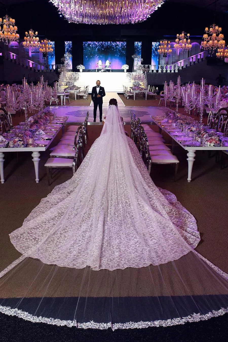 Ball Gown Off-the-shoulder Floor Length Tulle Lace Applique Crochet Flower Wedding Dress - Image 6