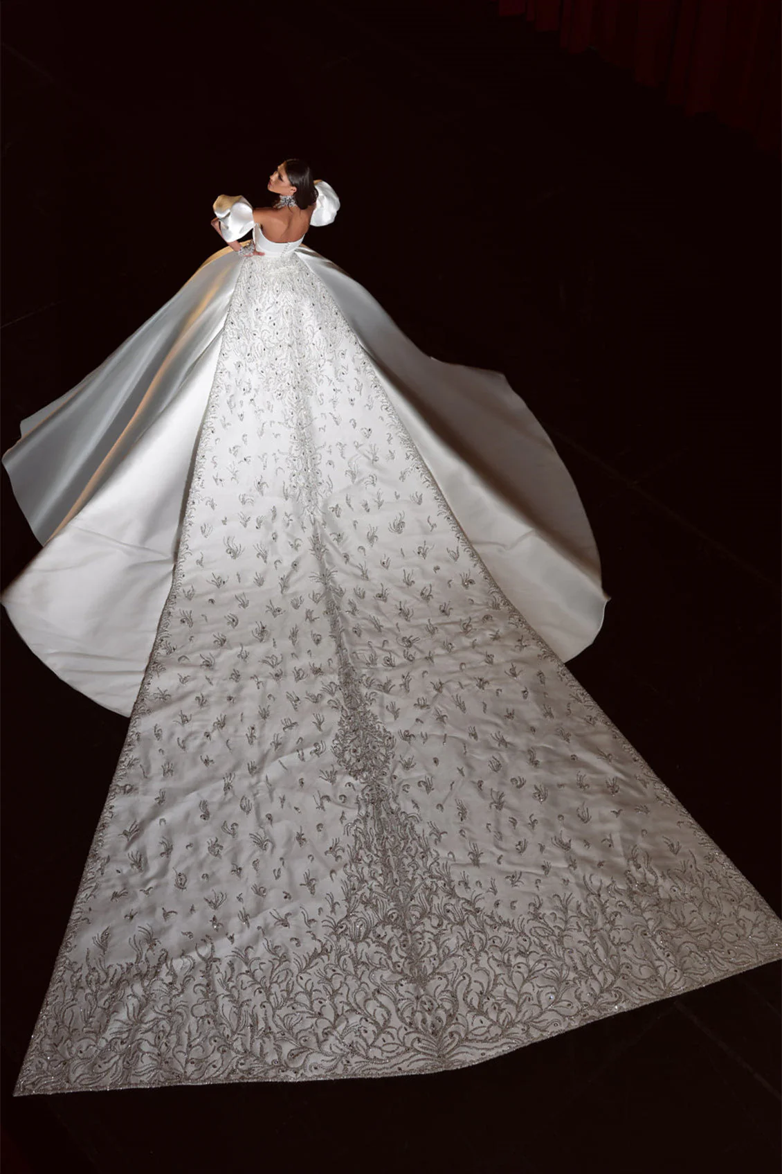 Ball Gown Strapless Sweetheart Bubble Sleeves Applique Floor-length Backless With Side Train Wedding Dress - Image 2