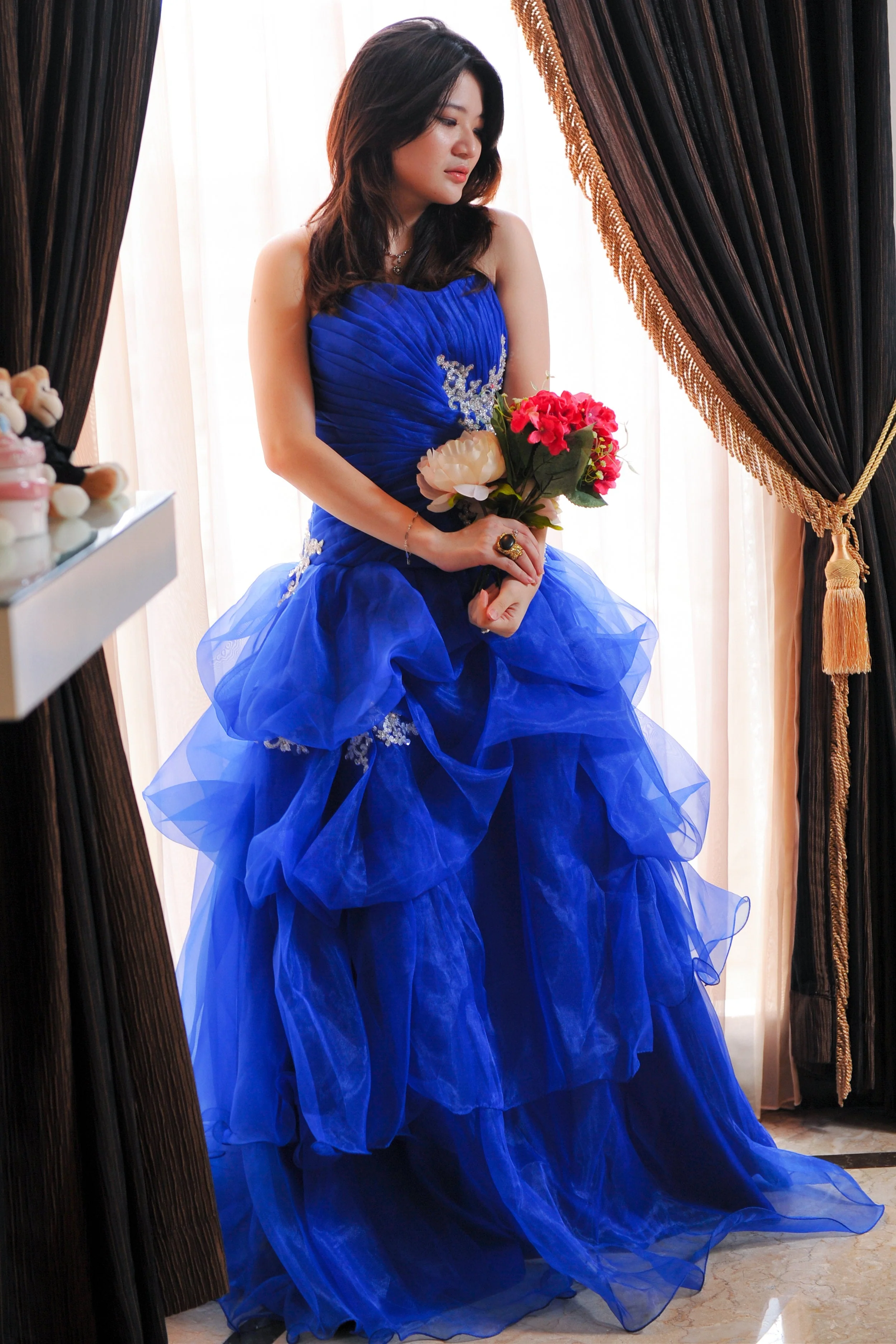 Ball Gown Sweetheart Floor Length Organza Beading Prom Dress - Image 10