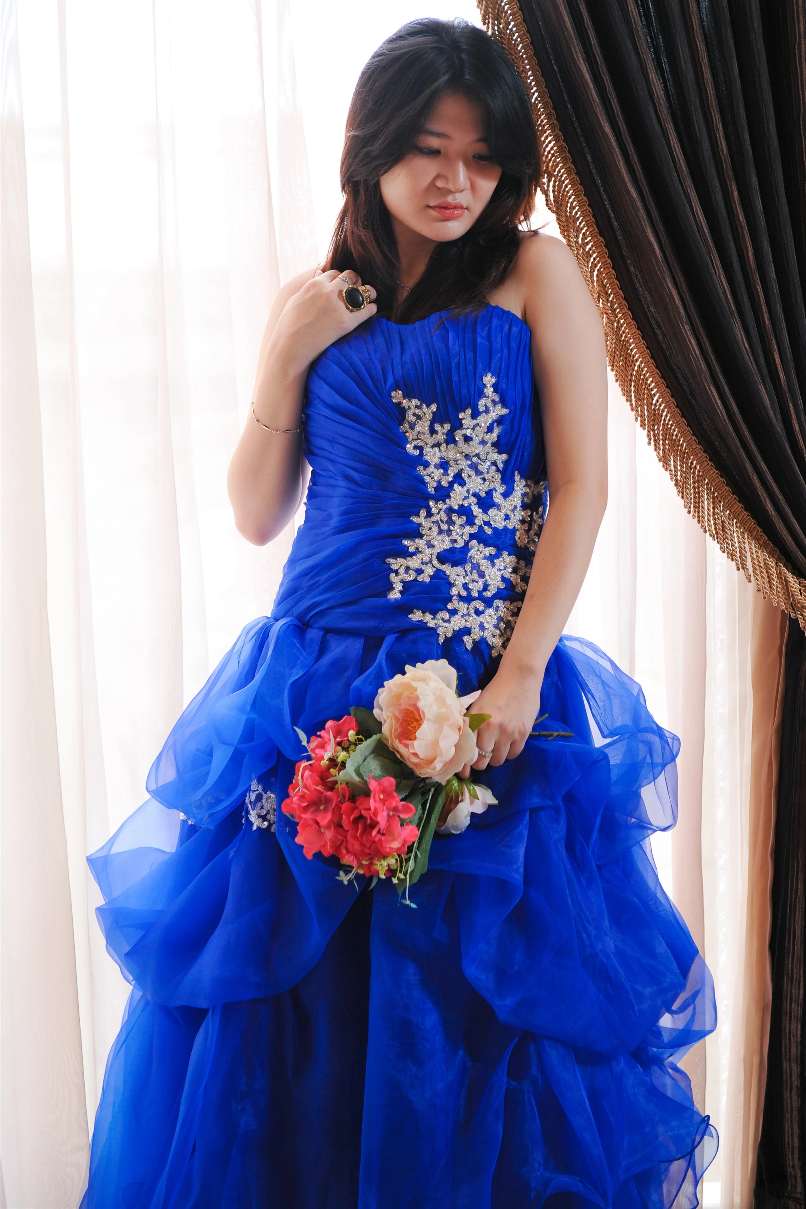Ball Gown Sweetheart Floor Length Organza Beading Prom Dress - Image 13