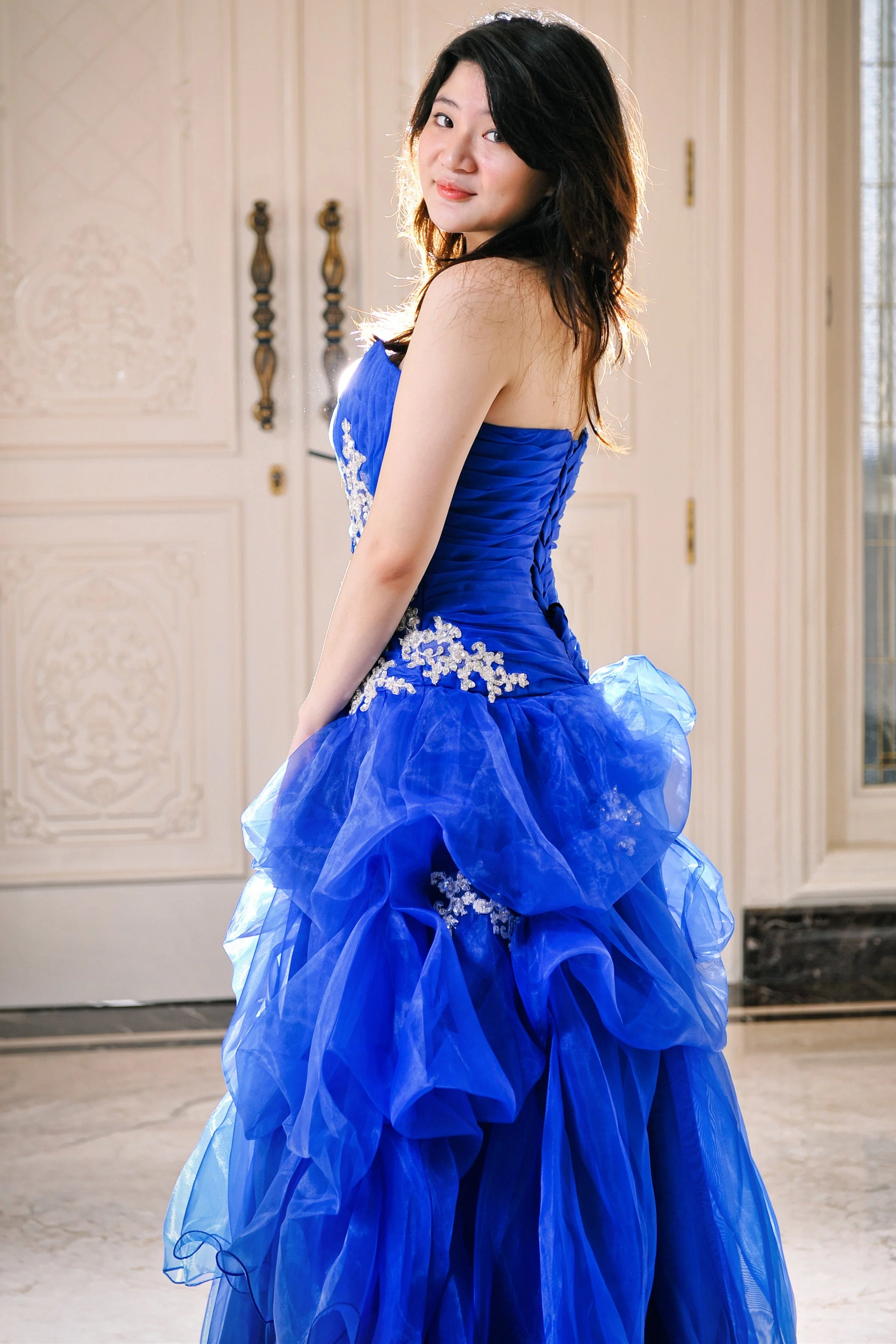 Ball Gown Sweetheart Floor Length Organza Beading Prom Dress - Image 4