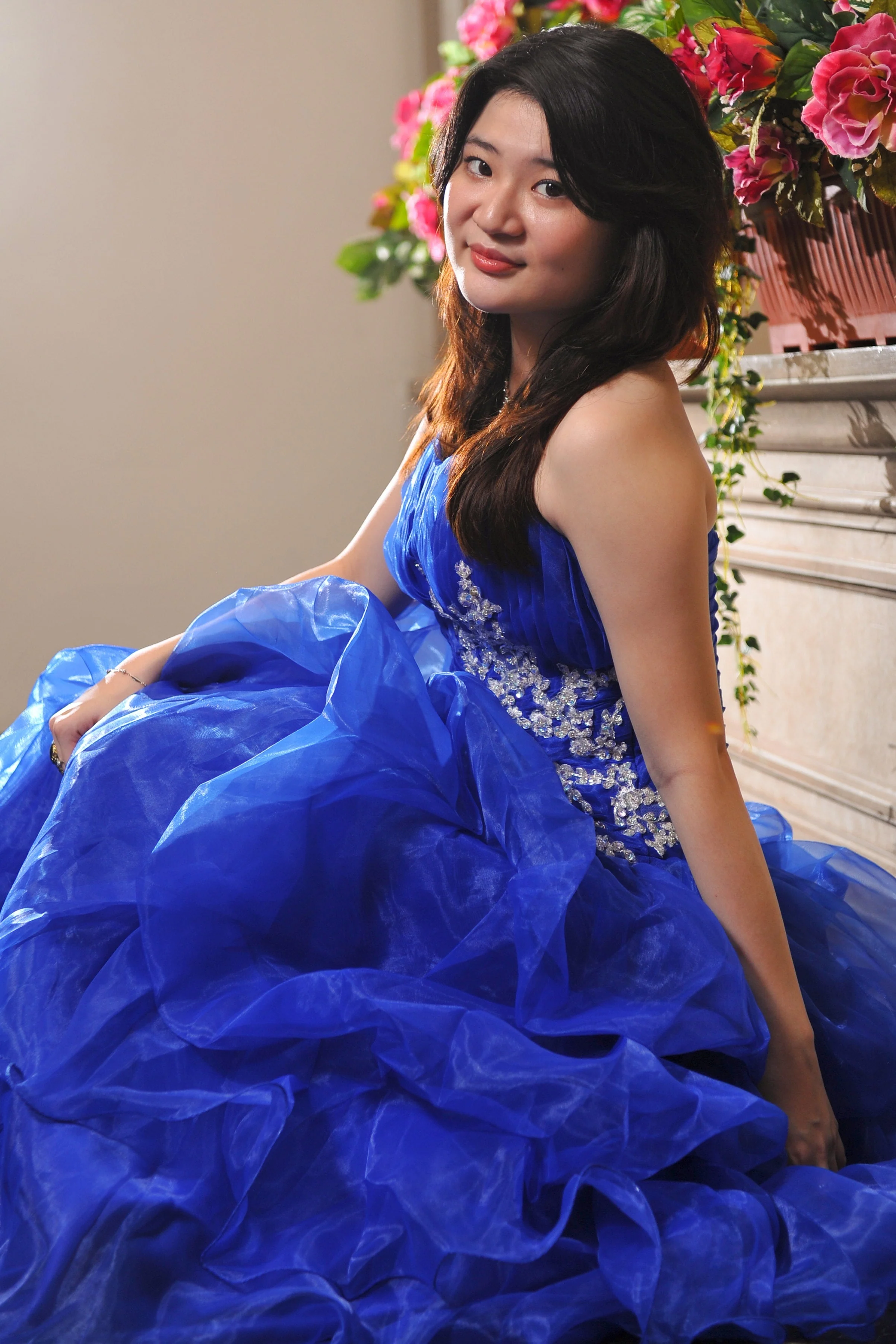 Ball Gown Sweetheart Floor Length Organza Beading Prom Dress - Image 6