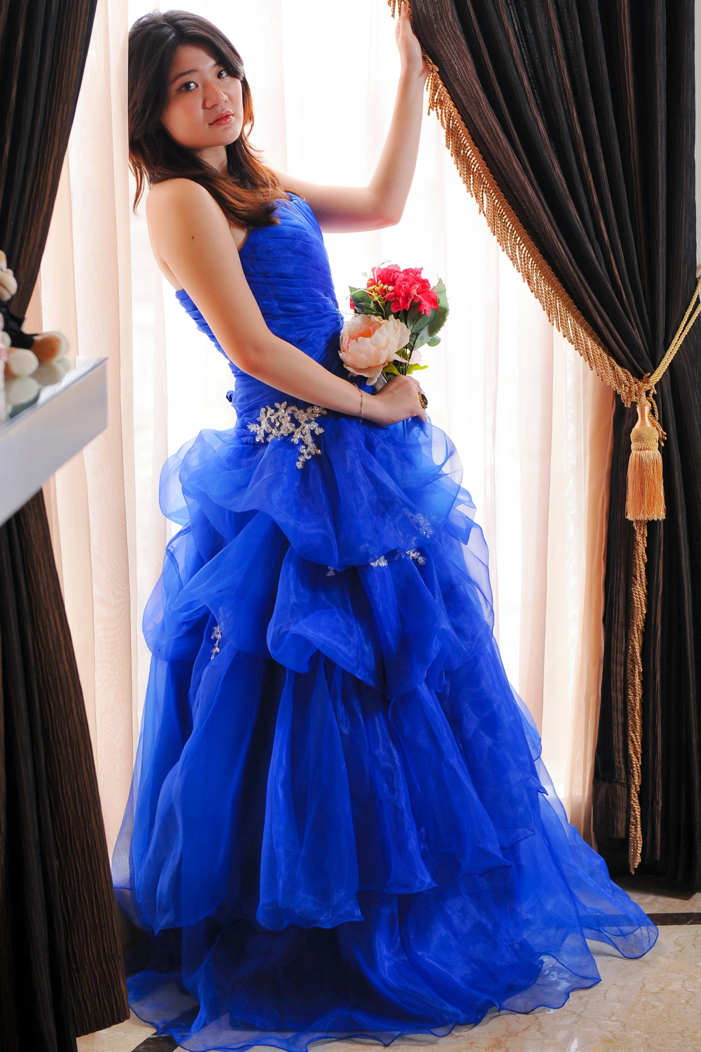 Ball Gown Sweetheart Floor Length Organza Beading Prom Dress - Image 9