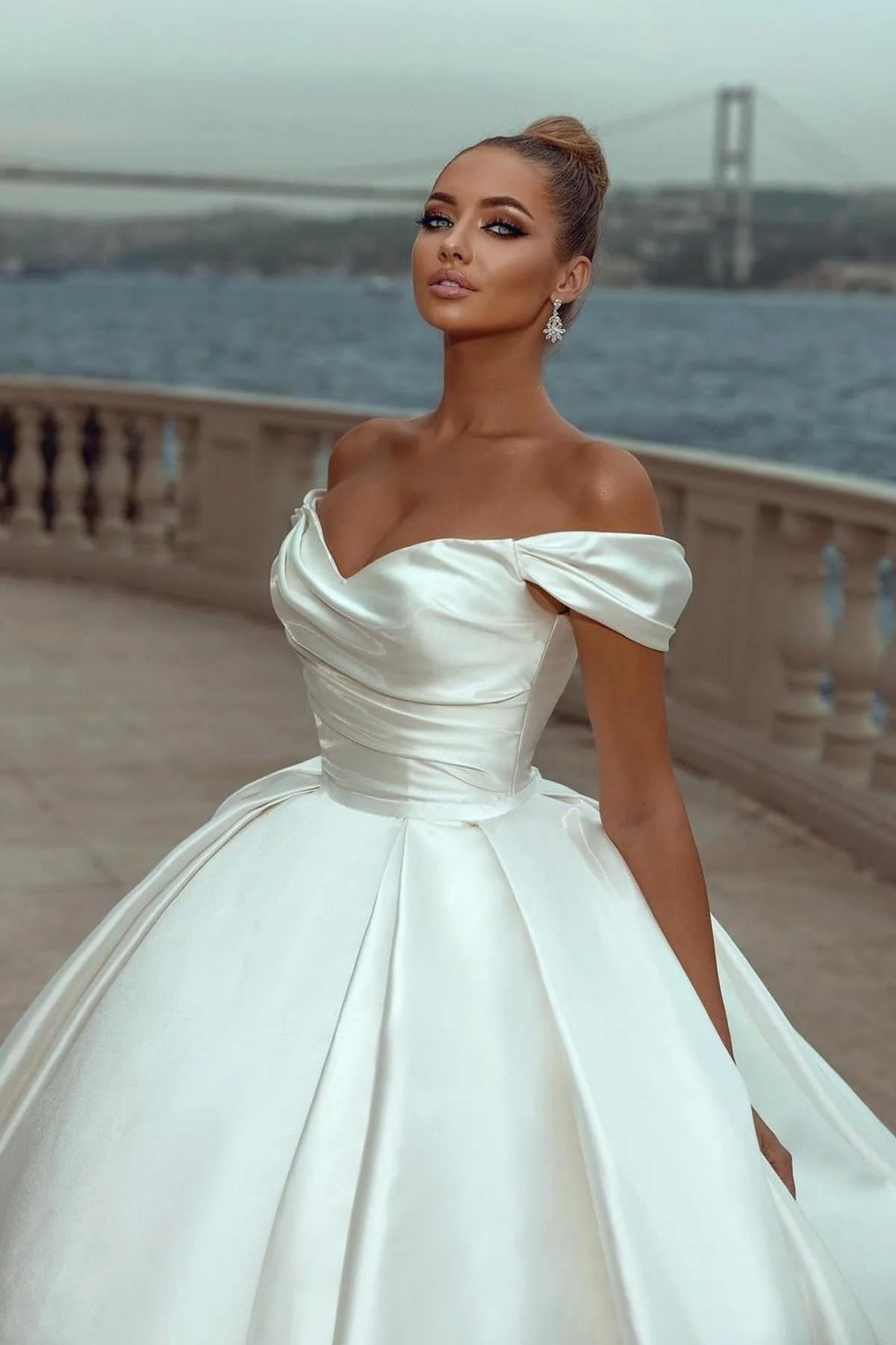 Ball Gown Sweetheart Sleeveless Off-the-shoulder Floor-length Sleeveless Wedding Dress - Image 3