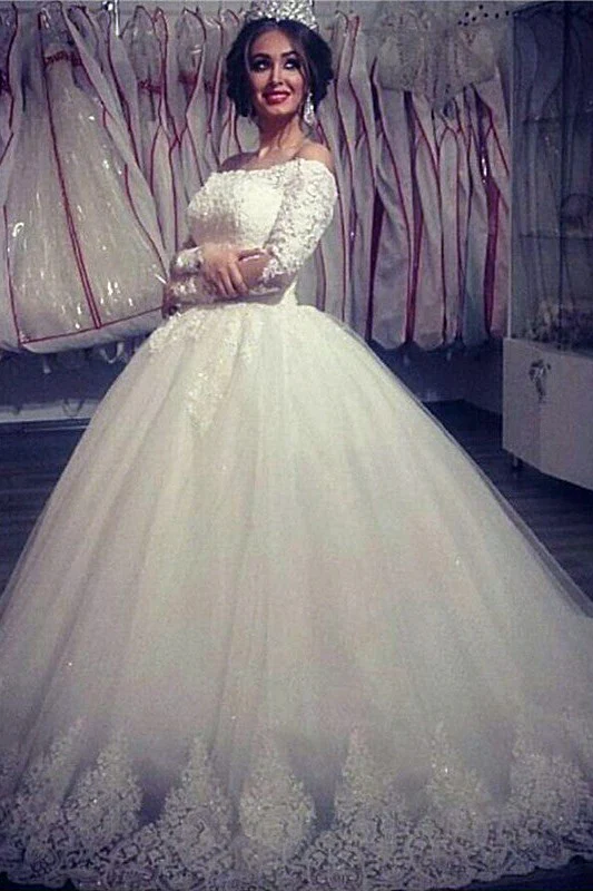 Ball Gown Wedding Dresses Long Sleevess Off the ShoulderHigh Quality Bridal Gowns - Image 3