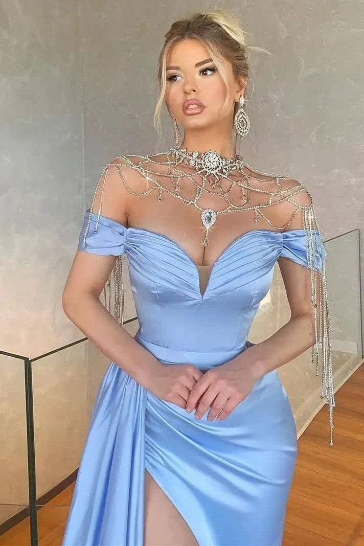 Ballbella Baby Blue Off-the-Shoulder Evening Dress Mermaid Long - Image 2