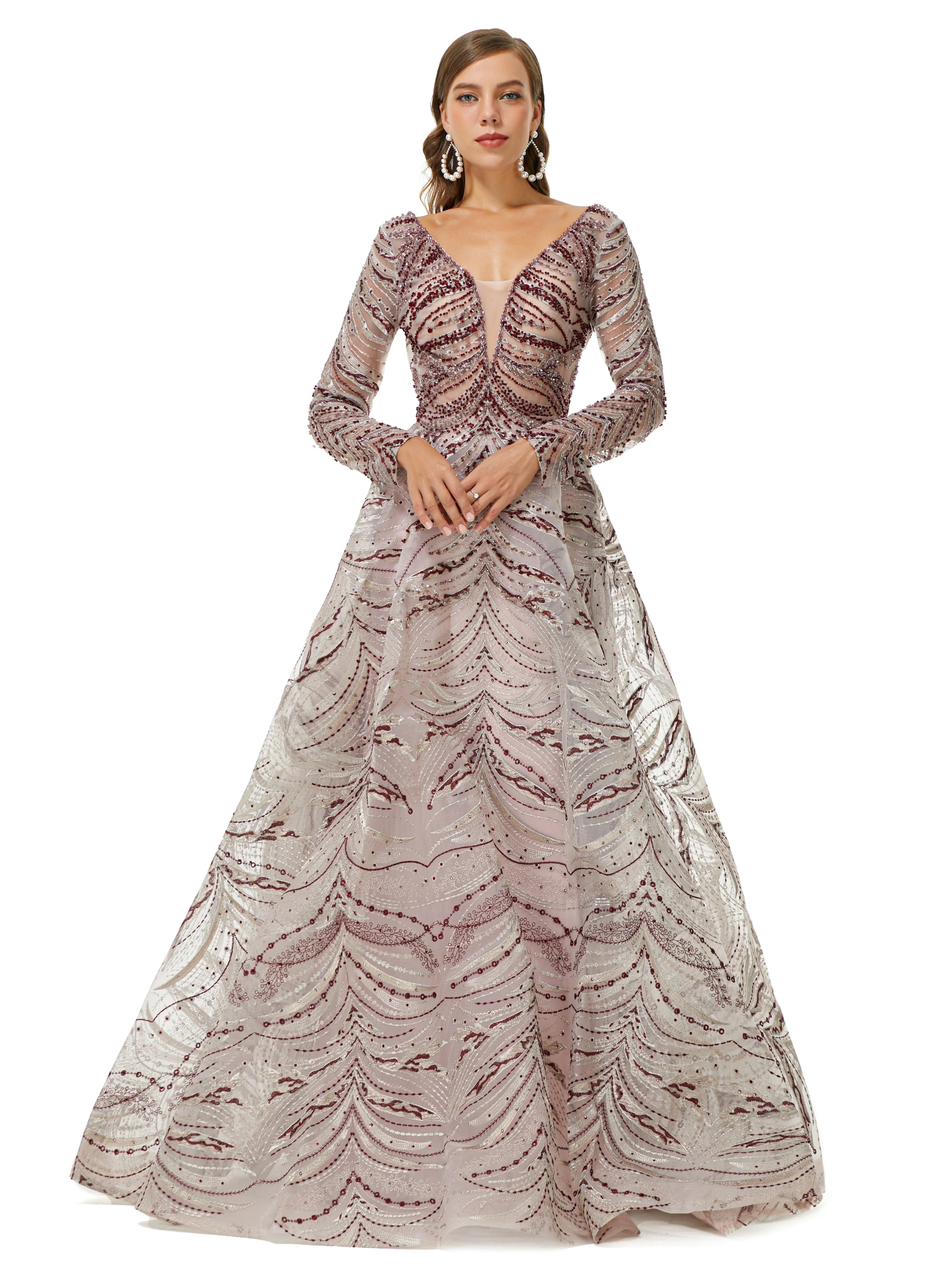 Ballbella Design | Sparkle Beaded Long Sleeves Prom Dresses - Image 3