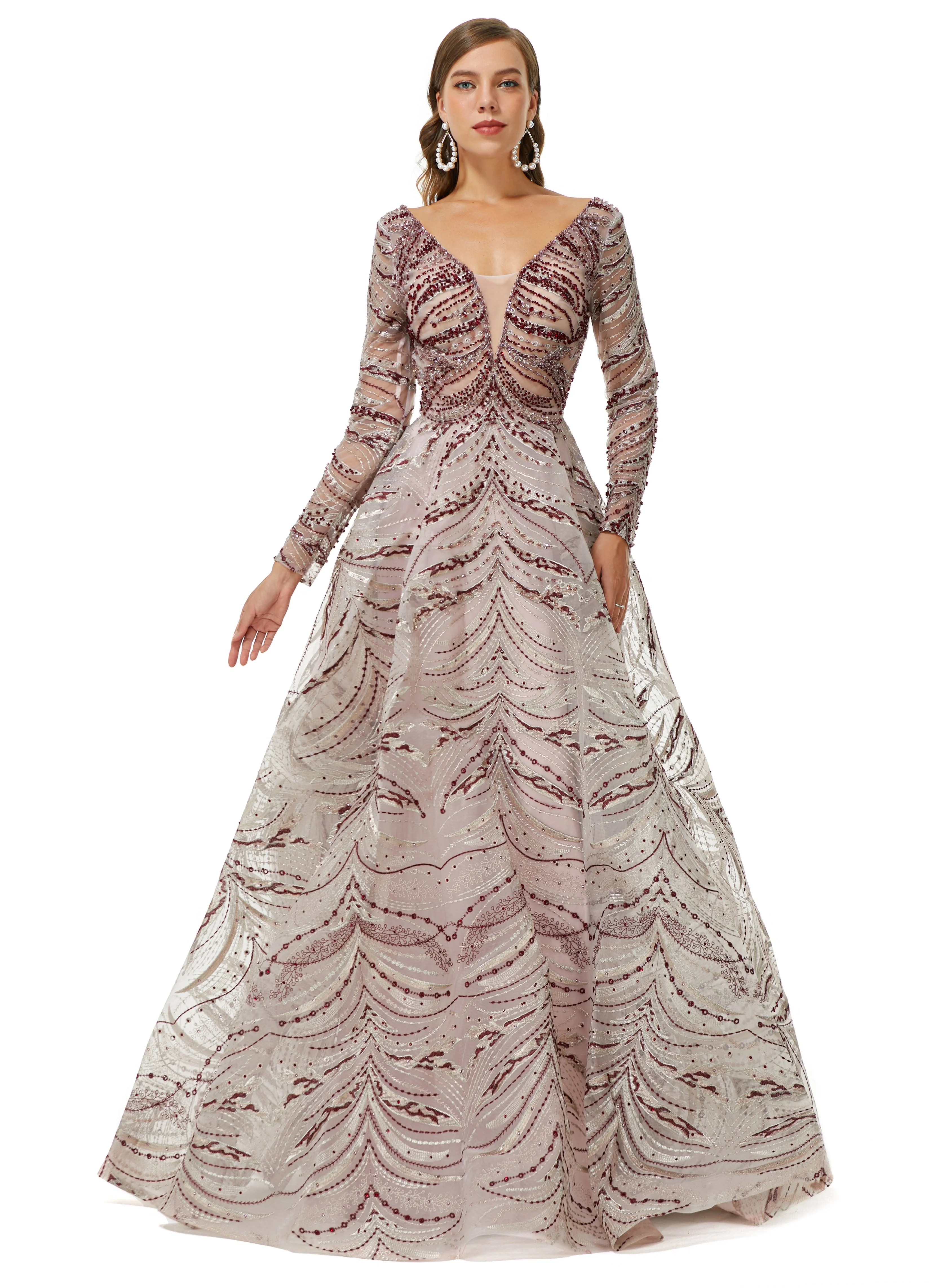 Ballbella Design | Sparkle Beaded Long Sleeves Prom Dresses - Image 4