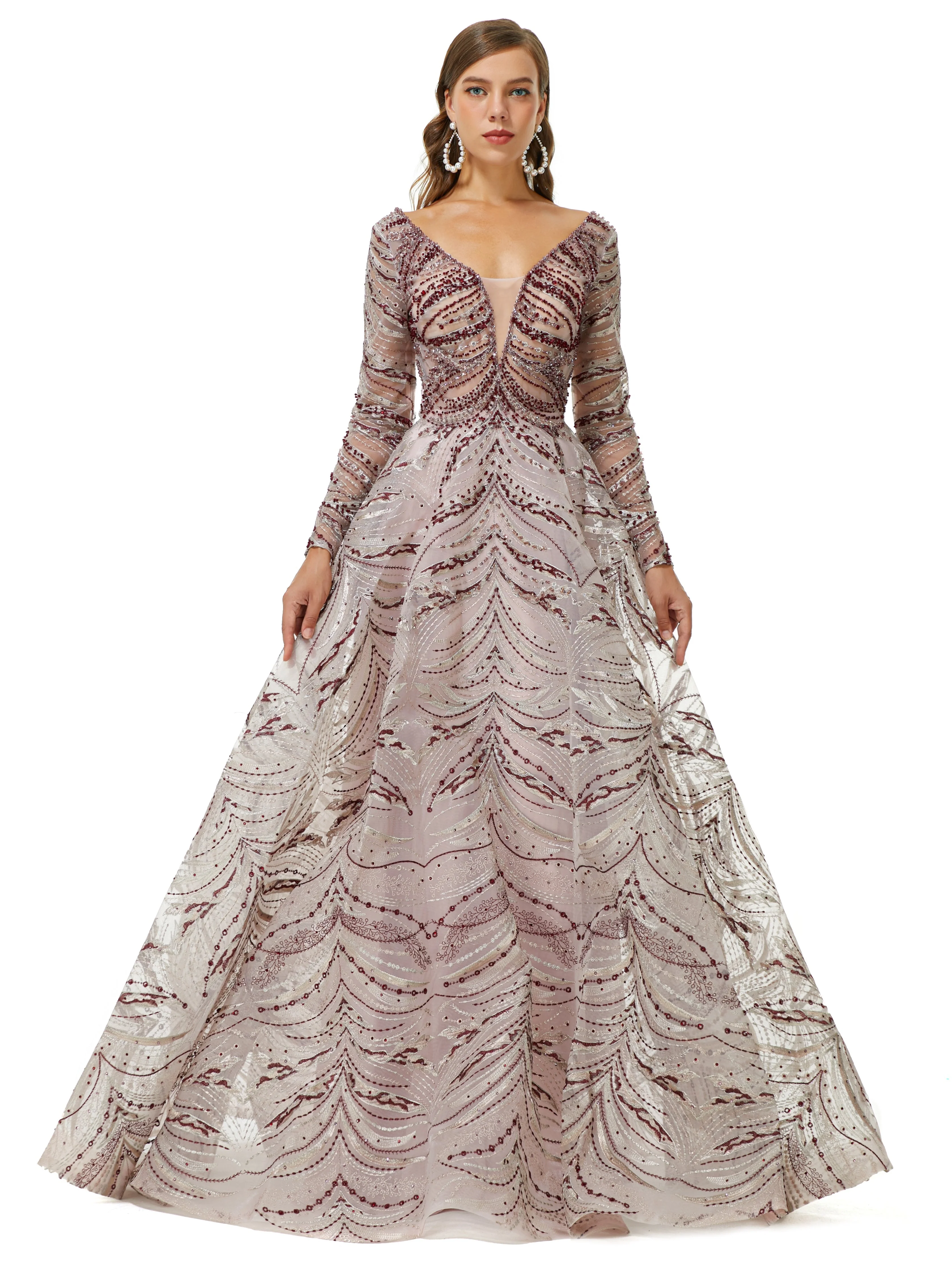 Ballbella Design | Sparkle Beaded Long Sleeves Prom Dresses - Image 5