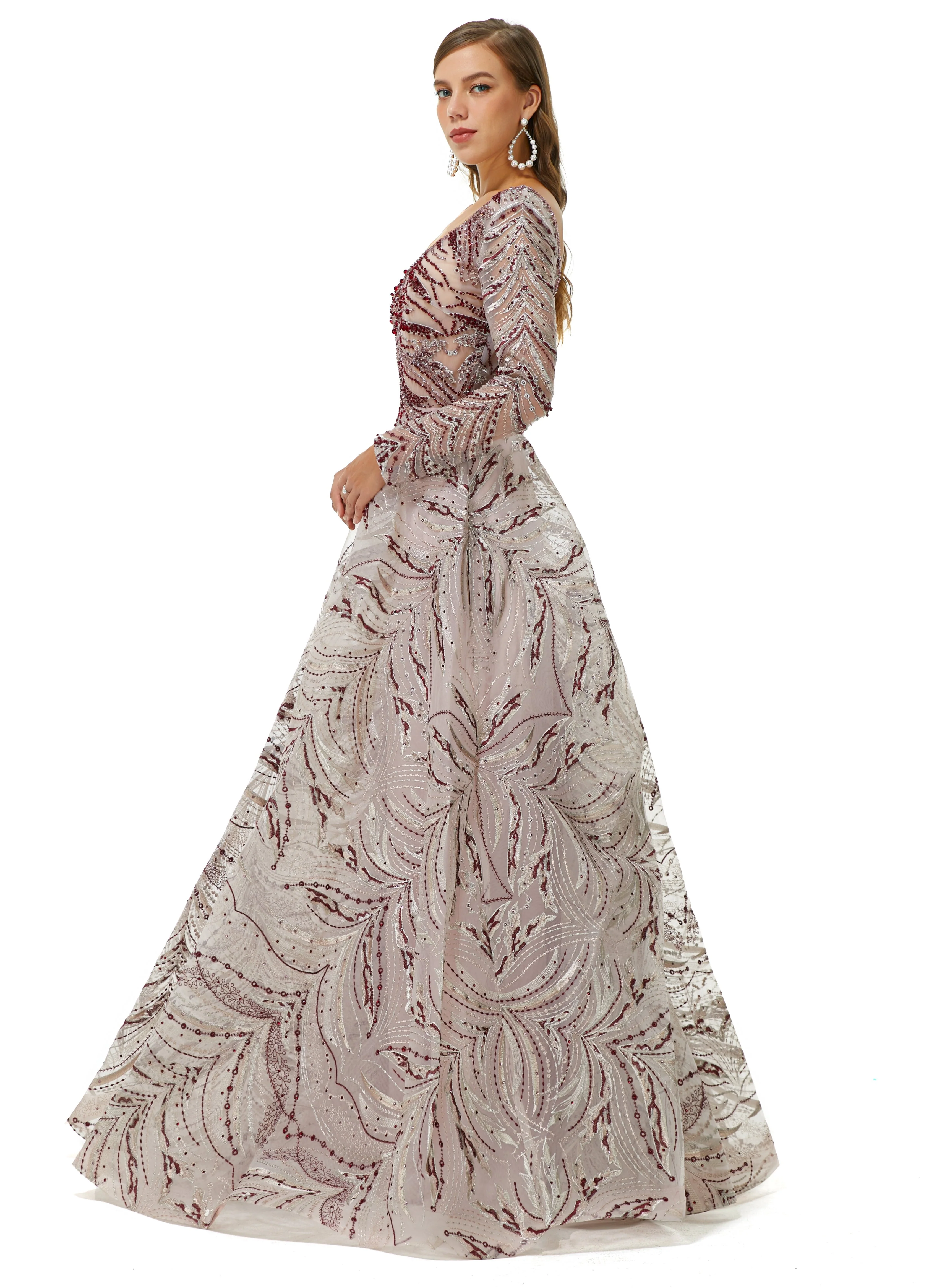 Ballbella Design | Sparkle Beaded Long Sleeves Prom Dresses - Image 6