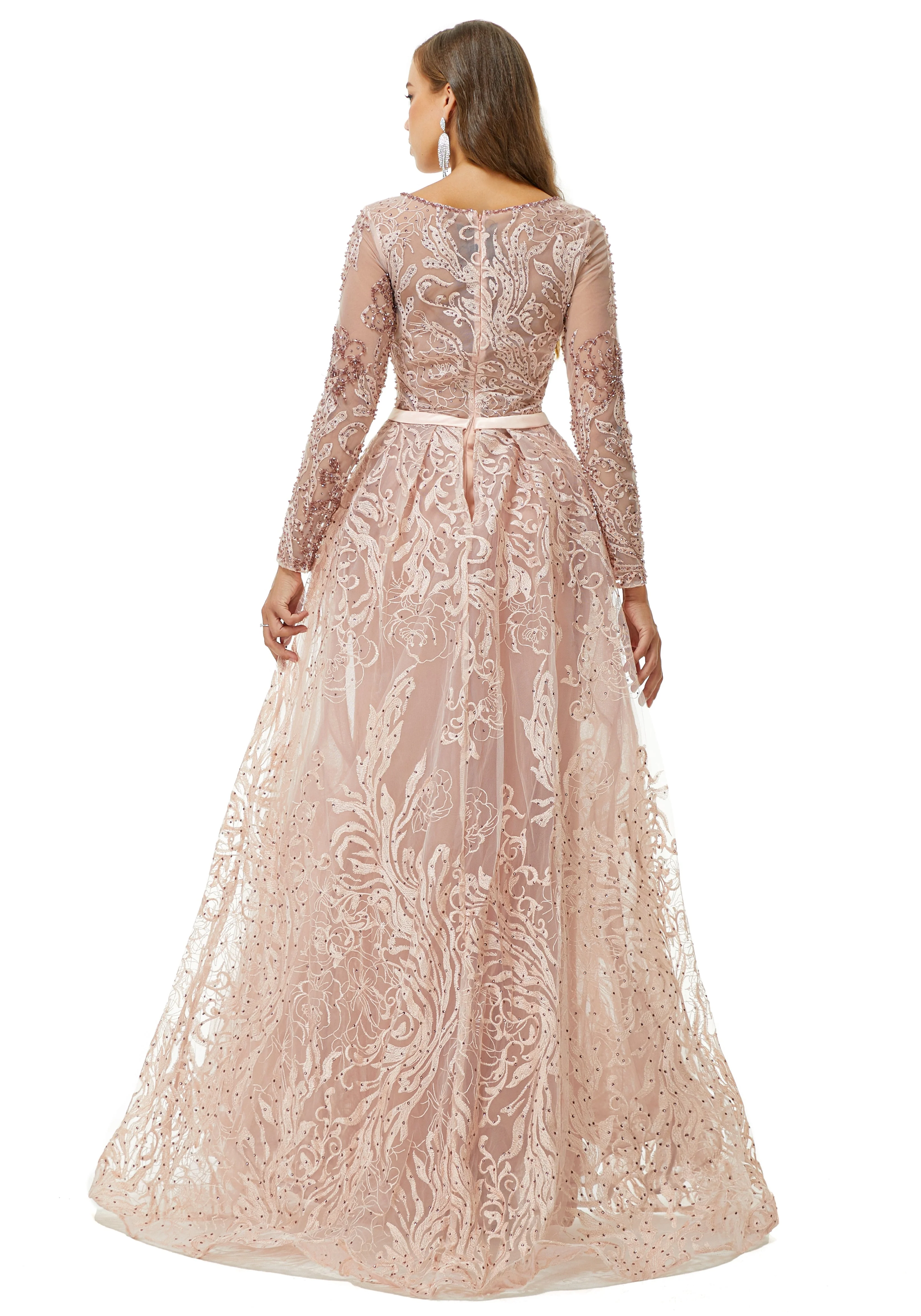 Ballbella Design | Sparkle Beaded Mermaid Long sleeves Prom Dresses with Overskirt - Image 2
