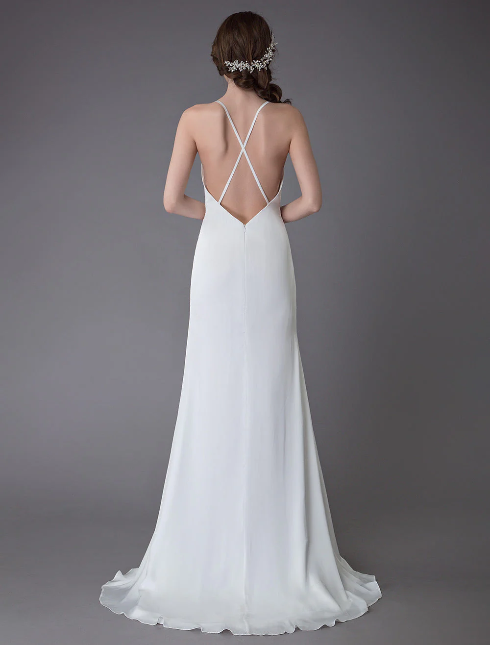 Modern Beach Wedding Dresses Sexy Bridal Dress High Split Ivory Sheath Straps Summer Wedding Gowns - Image 7