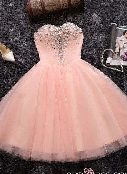 Beads Sequins Short Homecoming Dresses Sweetheart Coral Pink Hoco Dress - Image 2
