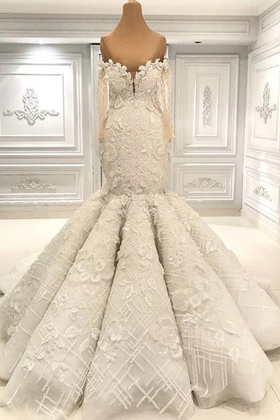 Beautiful Ivory Mermaid Sweetheart Lace Bridal Gowns for Wedding - Image 2