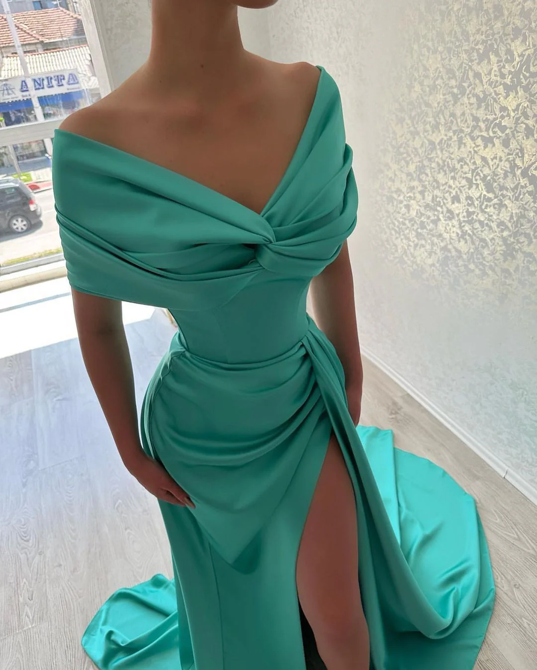 Elegant Long Off-the-Shoulder Prom Dresses Long Slit Online - Image 2