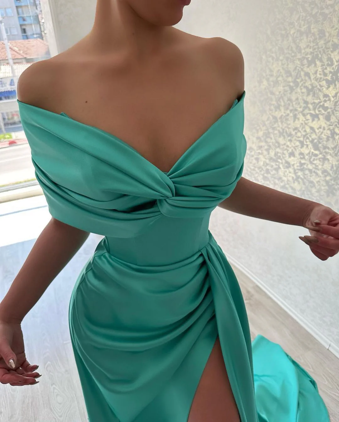 Elegant Long Off-the-Shoulder Prom Dresses Long Slit Online - Image 4