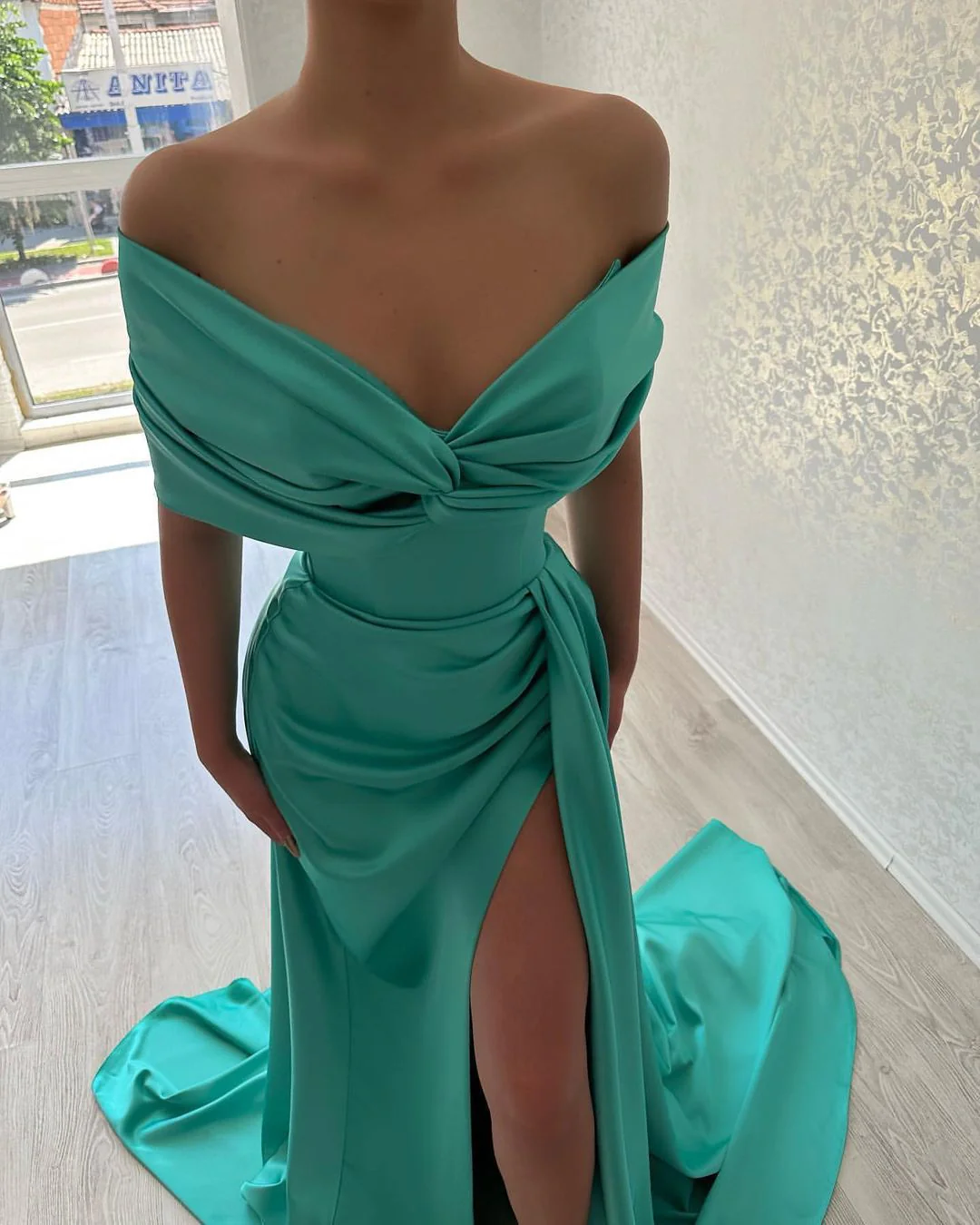 Elegant Long Off-the-Shoulder Prom Dresses Long Slit Online - Image 7