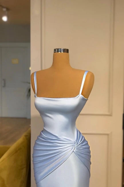 Gorgeous Long Blue Mermaid Graduation Dresses Fabulous Straps Prom Dresses - Image 2