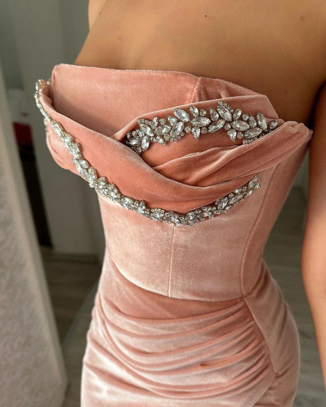 Elegant Mermaid Classic Sleeveless Crystal Prom Dresses Long Slit Online - Image 4