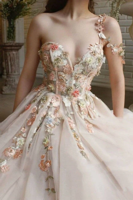 Ballbella Modern One Shoulder Flowers Prom Dress With Slit Long - Image 4