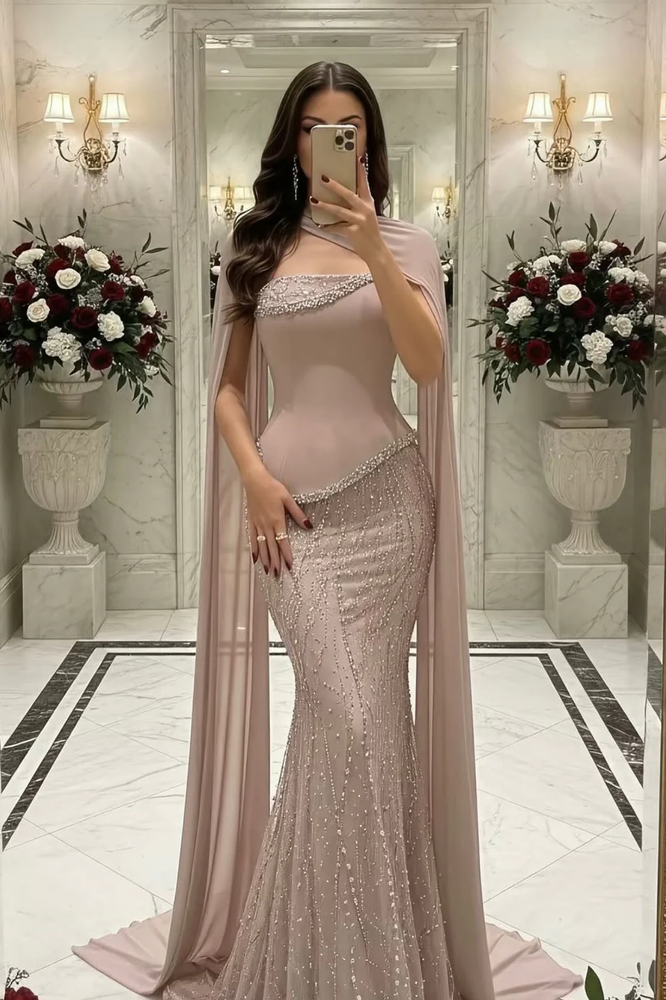 Beautiful Strapless Sleeveless Mermaid Prom Dresses Two-Pieces Gem With Beads Ruffles - Image 3
