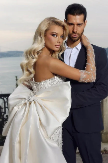 Gorgeous Strapless Sweetheart Mermaid Wedding Dresses with Chapel Train - Image 3