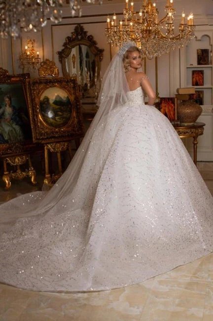 Ballbella Modern Sweetheart Sleeveless Ball Gown Wedding Dress With Glitter Off-the-shoulder - Image 2
