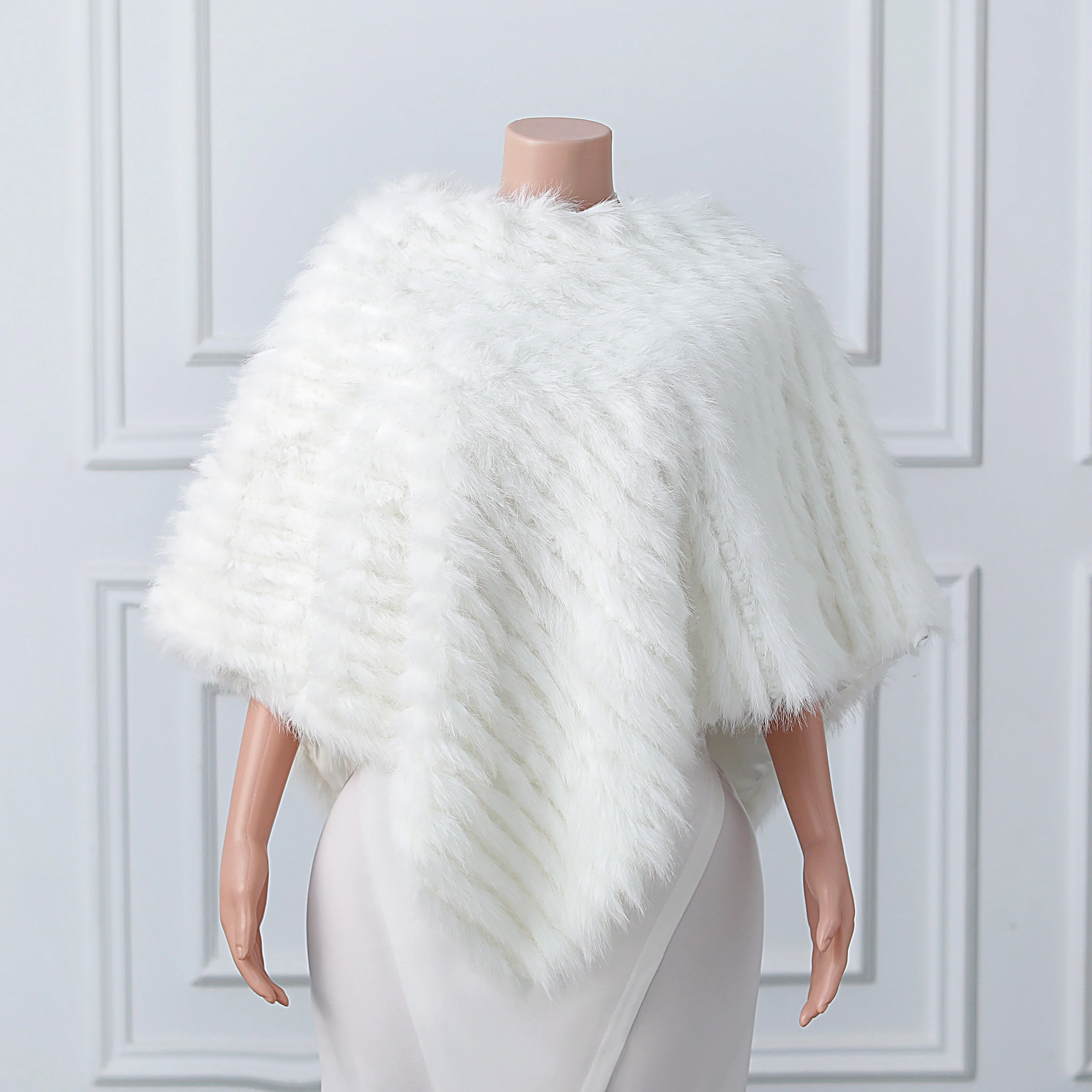 Beige Vertical Look Winter Wedding Shawl - Image 10