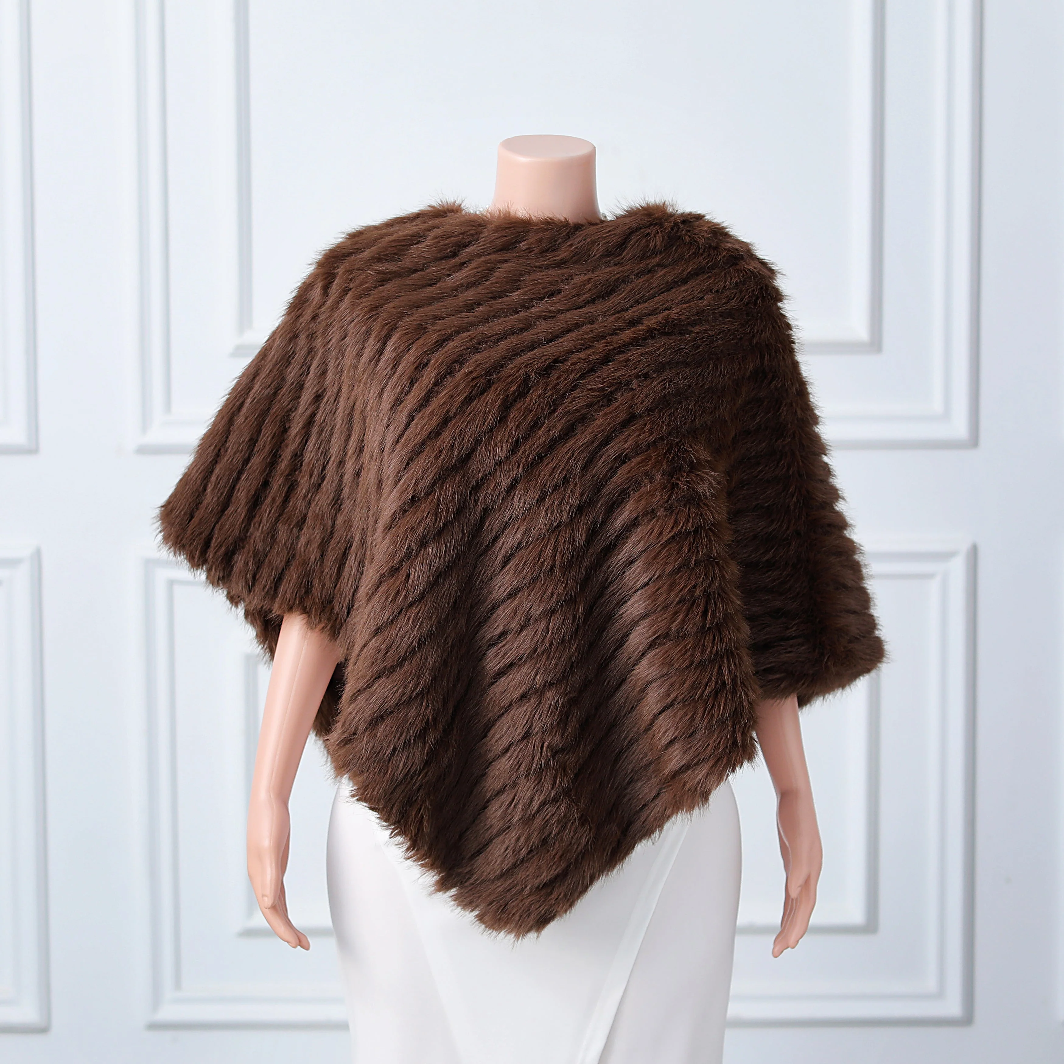 Beige Vertical Look Winter Wedding Shawl - Image 14