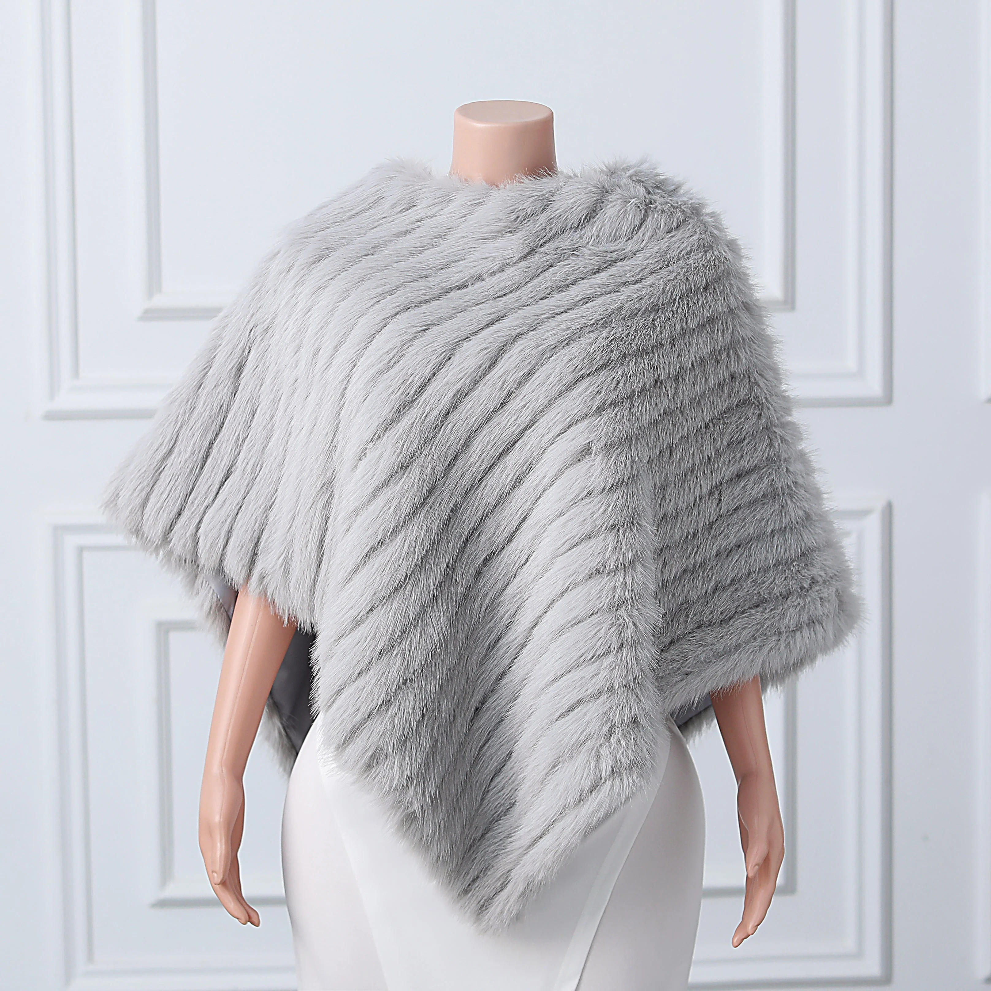 Beige Vertical Look Winter Wedding Shawl - Image 16