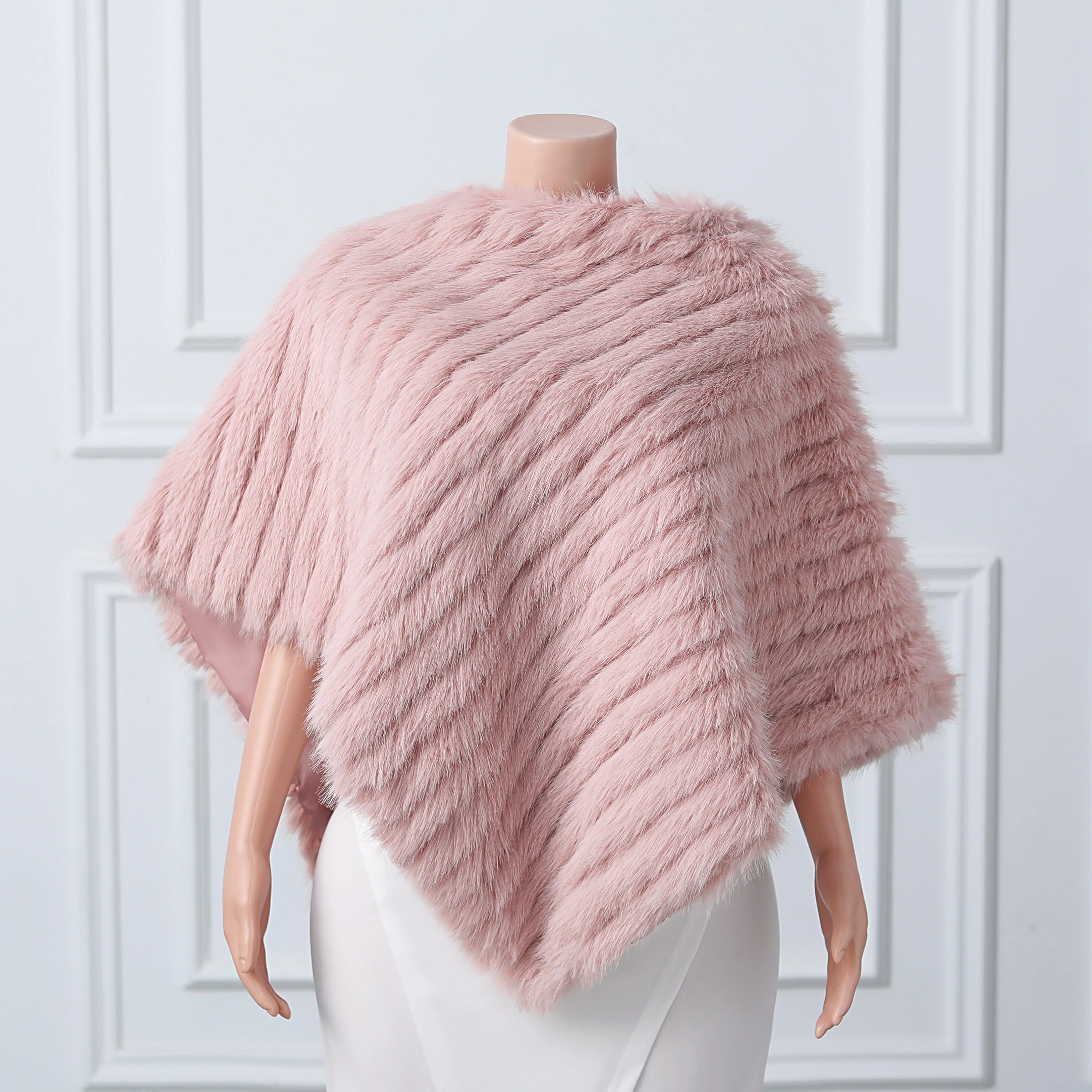 Beige Vertical Look Winter Wedding Shawl - Image 18